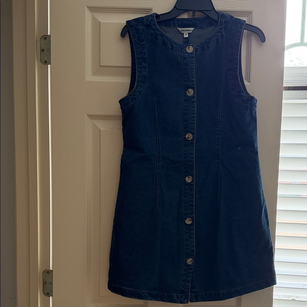Denim Button-Down Sleeveless Dress